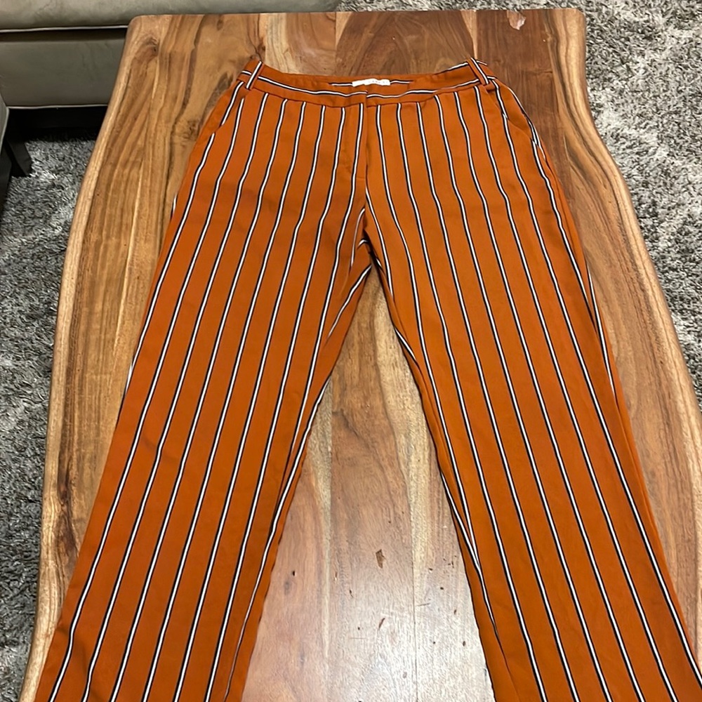 RUSTIC ORANGE WITH BLACK & WHITE STRIPE DRESS PANT